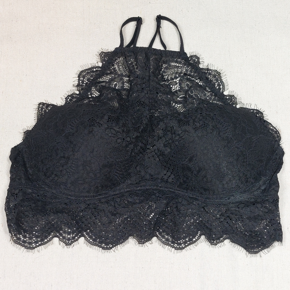 Pink Victorias Secret Bralette Size Large Pushup Lace Halter Padded